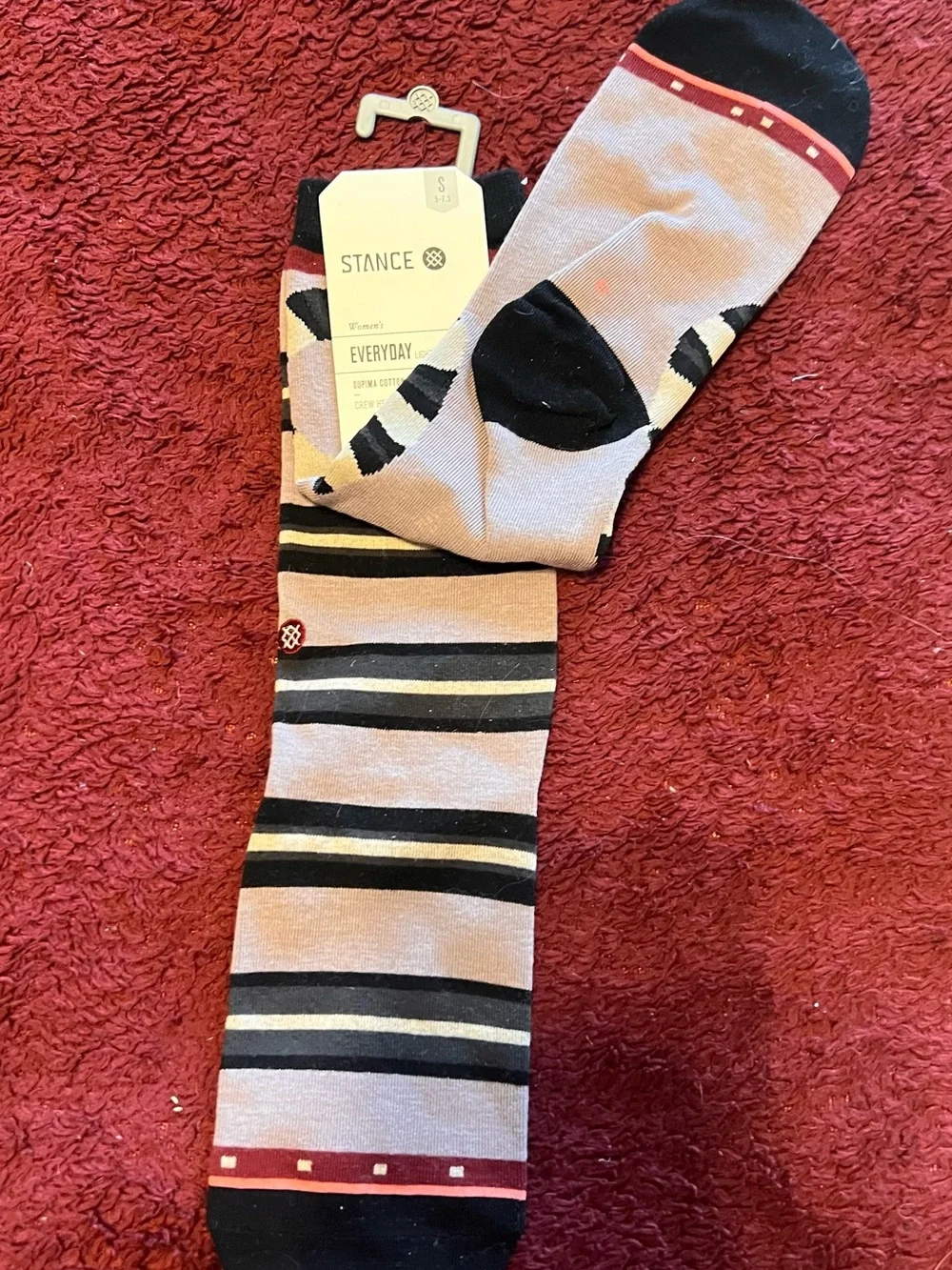 Stance Pink Crew Socks with Black & Cream Snake Motif